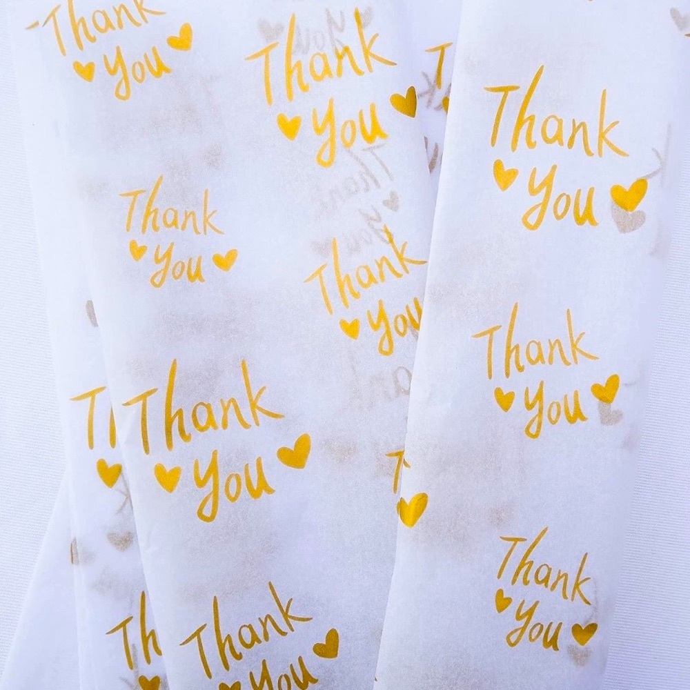 NEW⭐️ 100 sheets of tissue paper- White with gold foil thank you